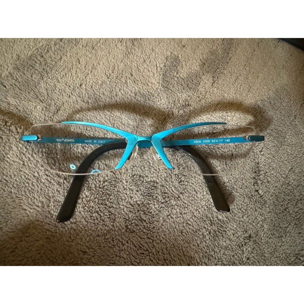 Sass Eyeglass Frame Eden Style Women’s Made In Italy Blue Color Chic Half Frame